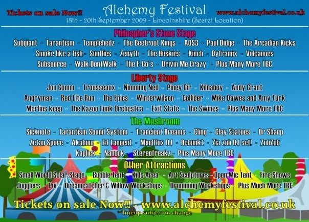 Alchemy Festival flyer, Lincolnshire, 18–20 Sep 2009
