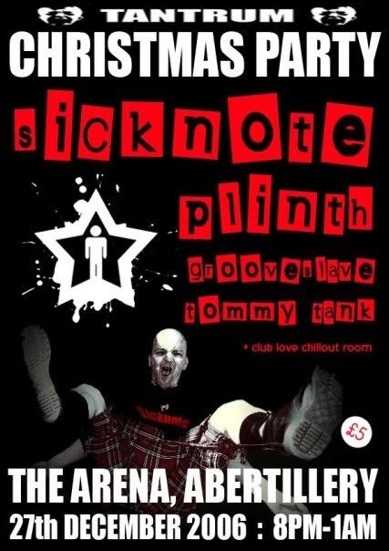 Tantrum Christmas Party flyer, The Arena, Abertillery, 27 Dec 2006