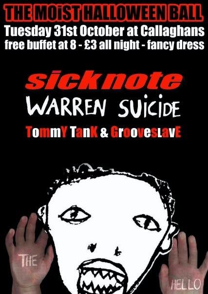 The Moist Halloween Ball flyer, Callaghans, Cardiff, Tue 31 Oct