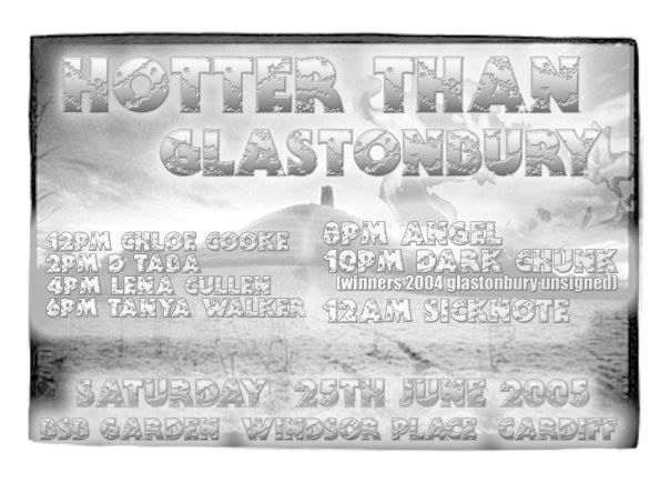 Hotter Than Glastonbury flyer, BSB Garden, Windsor Place, Cardiff, 25 Jun 2005